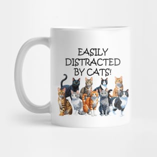 Easily distracted by cats - funny watercolour cat design Mug
